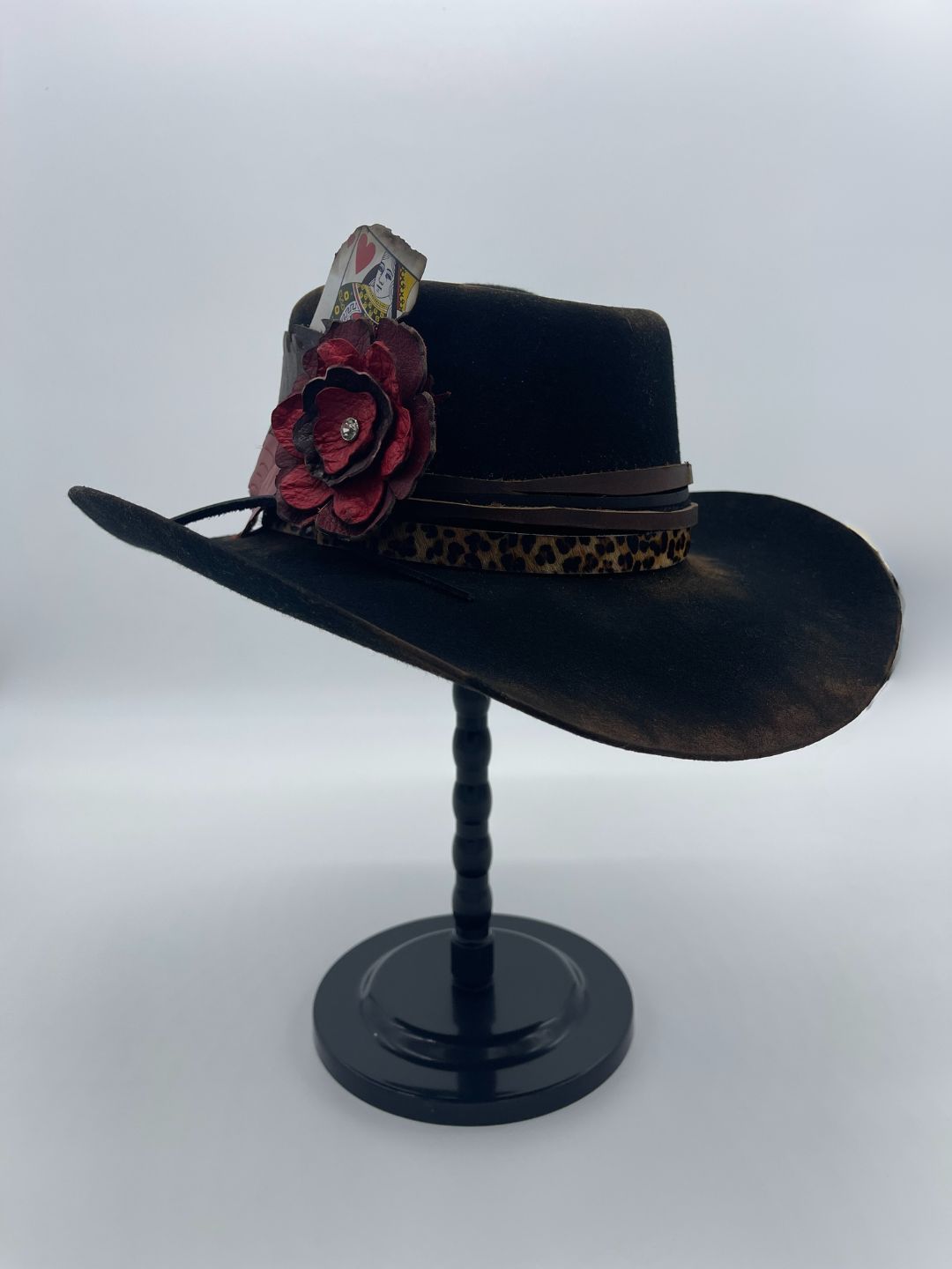 Felt Hat with Flower and Queen of Hearts